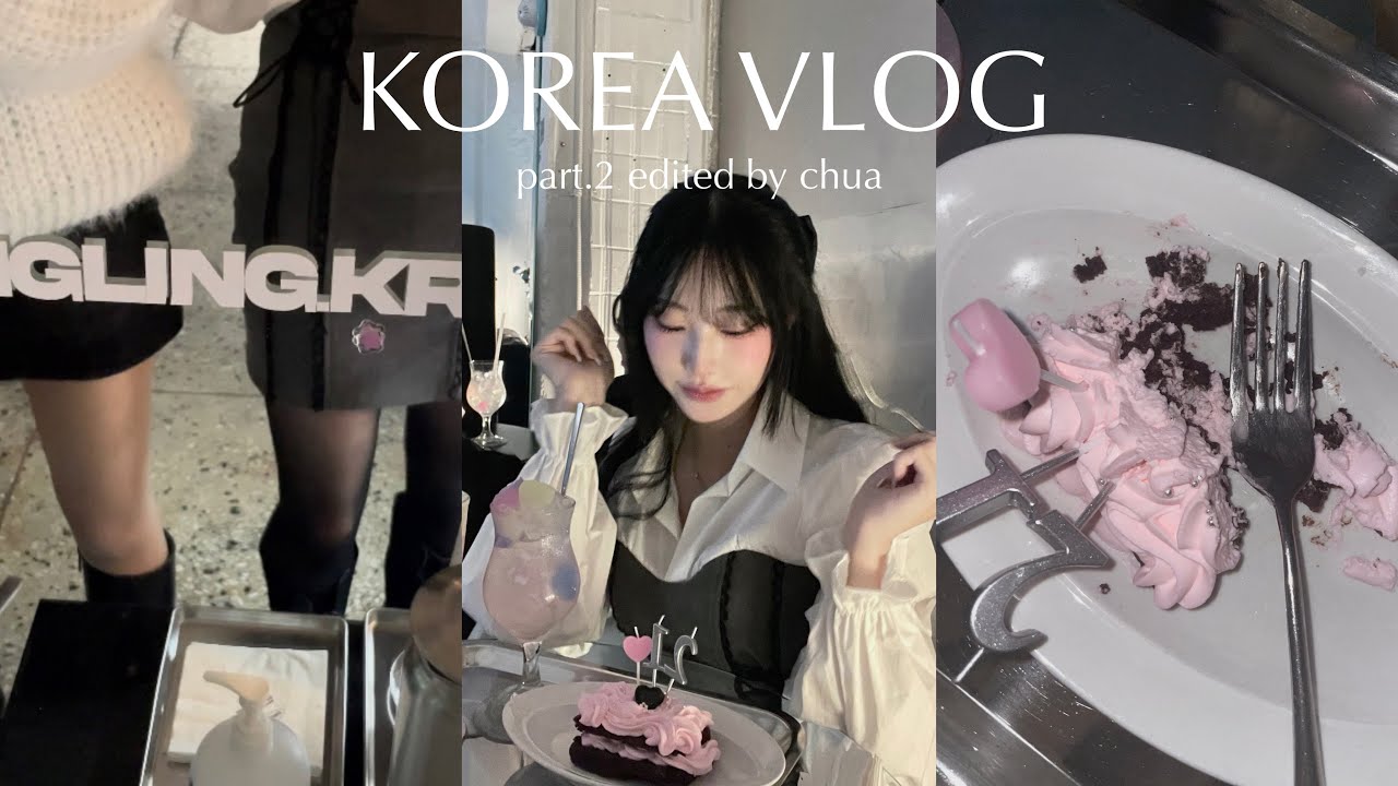 韓国VLOG part.2｜可愛いカフェ巡り🤍クレーンゲーム, コンビニ爆買い