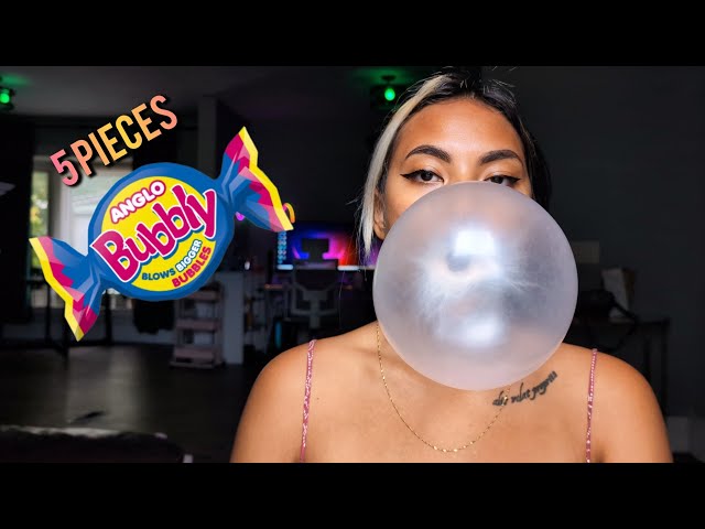 ASMR Chewing 5 Pieces Of Anglo Bubbly Gum , Big Bubbles That POP !!