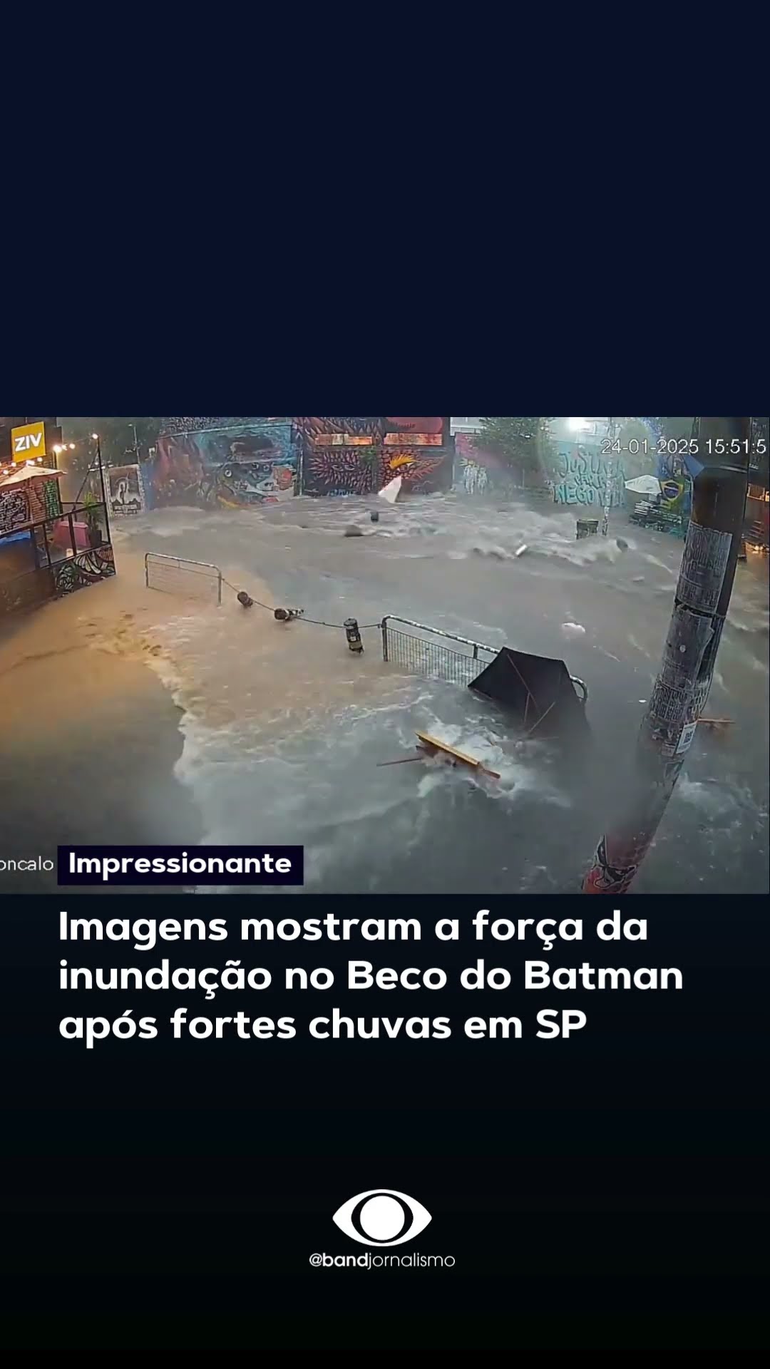 Imagens mostram inundação no Beco do Batman em São Paulo  #bandjornalismo