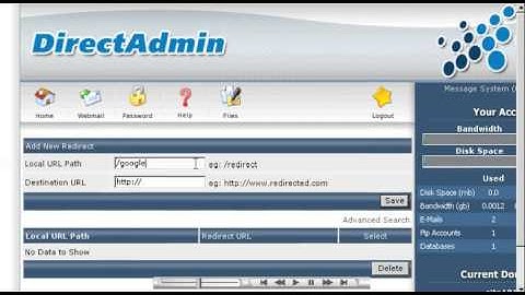 Redirecting a URL in DirectAdmin
