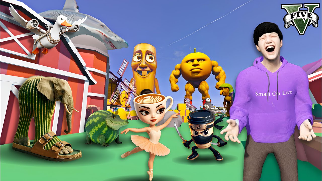 ကျွန်တော် Brainrot တွေရဲ့ ရွာကို အလည်သွားခဲ့တယ် | Brainrot Village in GTA V