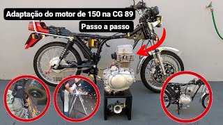 Adaptação do motor de 150 na CG 89, tive que cortar um pouco no quadro e modificar o peito do motor