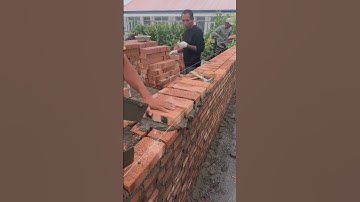 The process of installing red bricks for building construction is easy and fast #construction #short