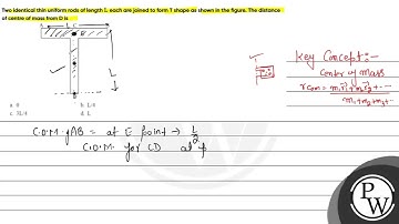 Two identical thin uniform rods of length \( \mathrm{L} \) each are joined to form T shape as sh...