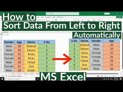 How to Sort Data From Left to Right in Excel | Sort Data from Left to Right Automatically In Excel