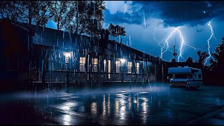 Heavy Thunderstorm &amp; Howling Wind on Rainstorm Night - Thunderstorm Rain Sounds for Sleeping