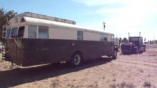 Pulling the 1971 Dodge/Carpenter Bus off the trailer