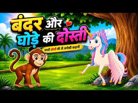 बंदर और घोड़े की सच्ची दोस्ती 🐒🐴| Bandar Ghode Ki Dosti | Hindi Kahani | Animal Story | Moral Story