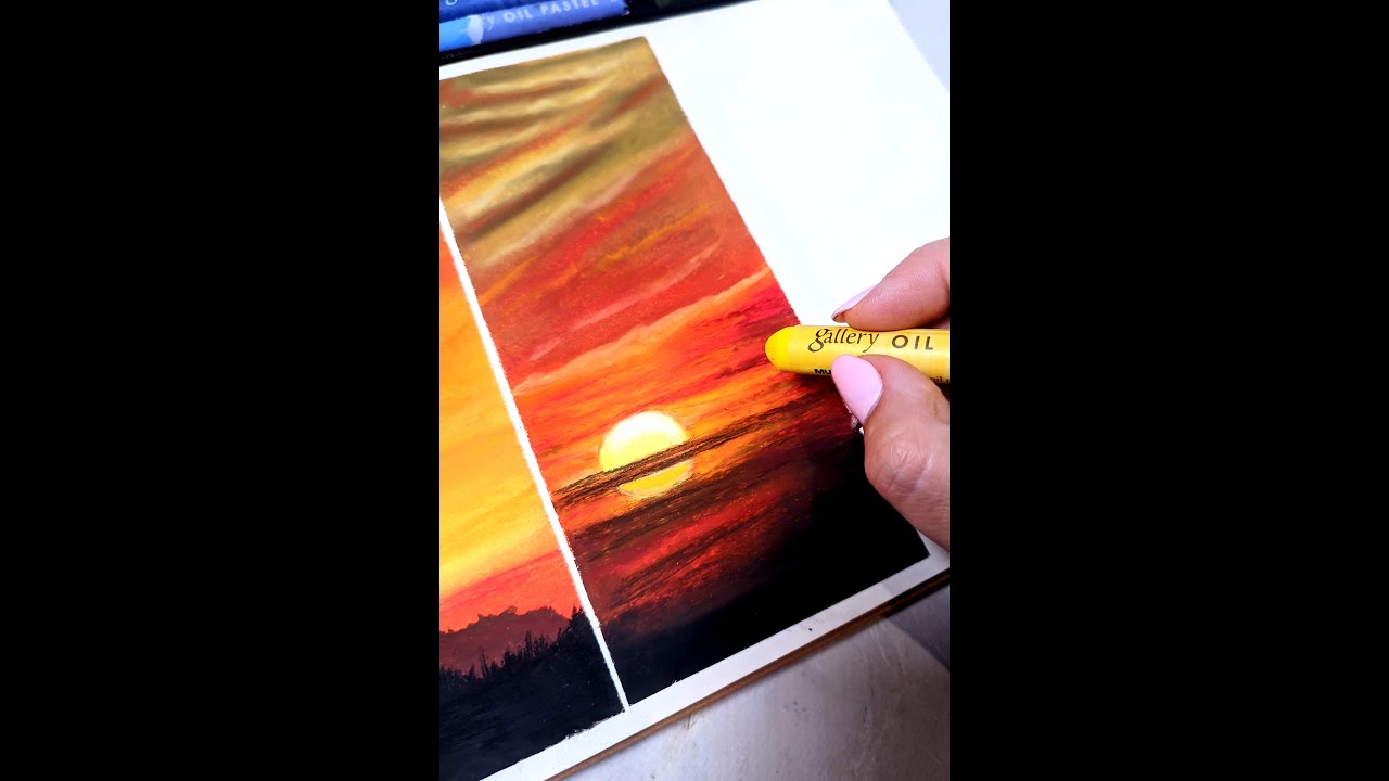 Moody sunset 🌄 sky drawing | Oil pastel 