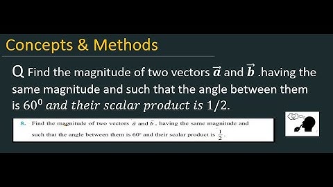 Find the magnitude of two vectors a   and b   .having the same magnitude and such that the ...