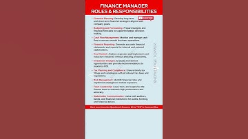 Finance Manager Roles and Responsibilities - Role of a Financial Manager