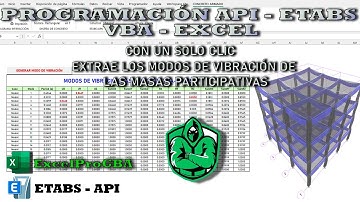 COMO GENERAR MODOS DE VIBRACION ETABS  PROGRAMACION ETABS API y EXCEL VBA
