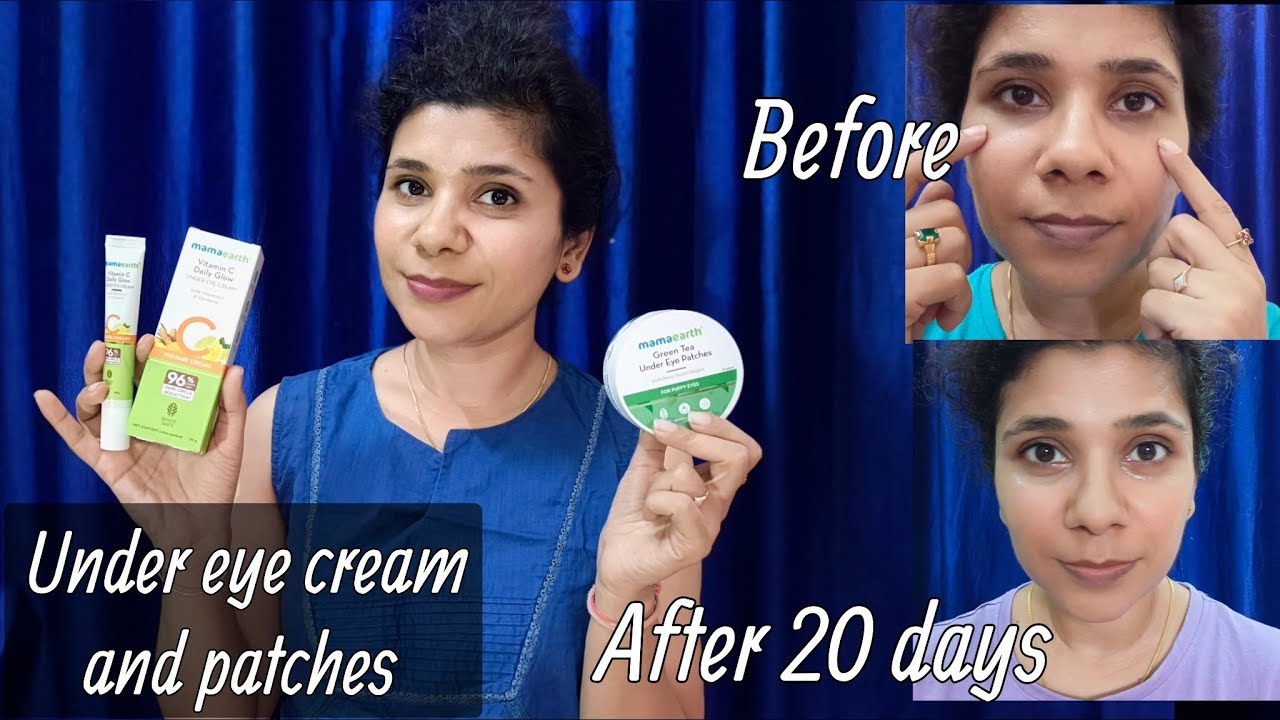 Mamaearth vitamin c daily glow under eye cream & green tea eye patches