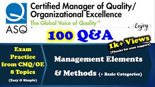 Cmqoe Certified Manager Of Quality Certification Course Management Elements 100 Qa And Basic