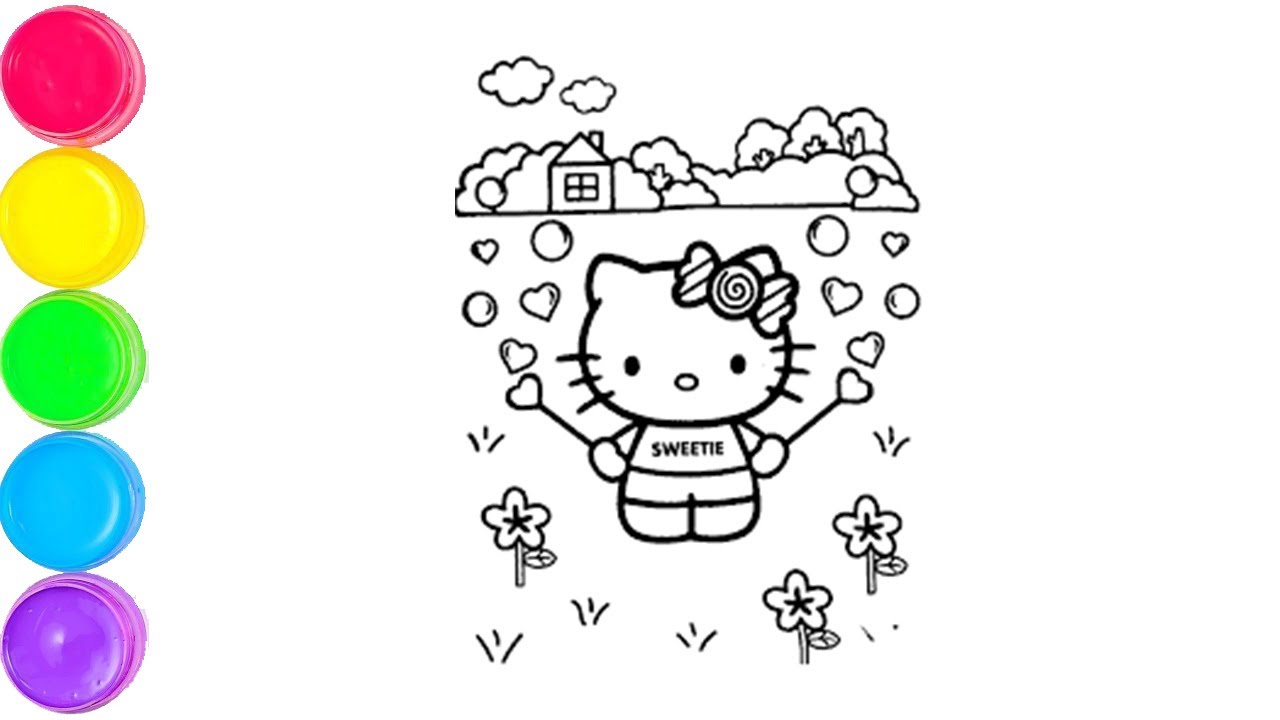 How to Draw Cute Hello Kitty | Kitty Drawing, Painting & Coloring For Kids and Toddlers_Child Art🌈🎨