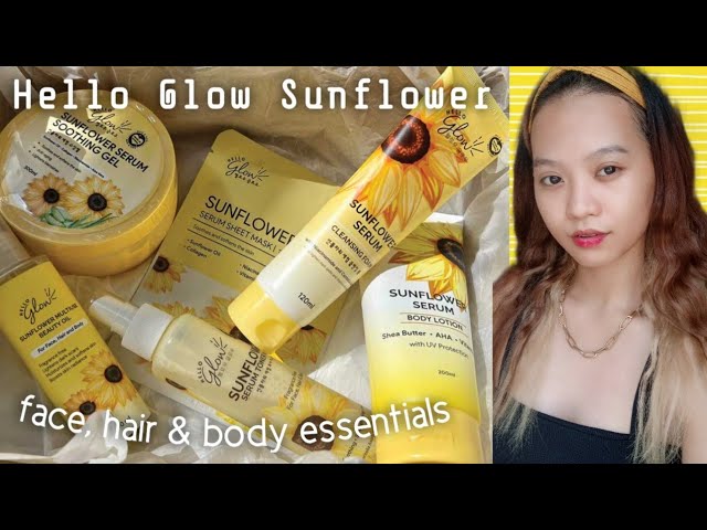 WATCH BEFORE YOU BUY!!! Hello Glow Sunflower Face, Hair & Body essentials |  Lyza Parocha - YouTube