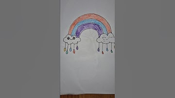 How to draw a Rainbow and clouds ⛅️ with Raindrops easy #drawing #shorts #viral #video #easydrawing