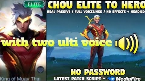 Chou Thunder Fist skin Replace Elite skin script no password | with two ulti voice | MLBB...