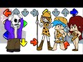 FNF Sans vs Ancient People in Stone Age | Friday Night Funkin' Characters Animation