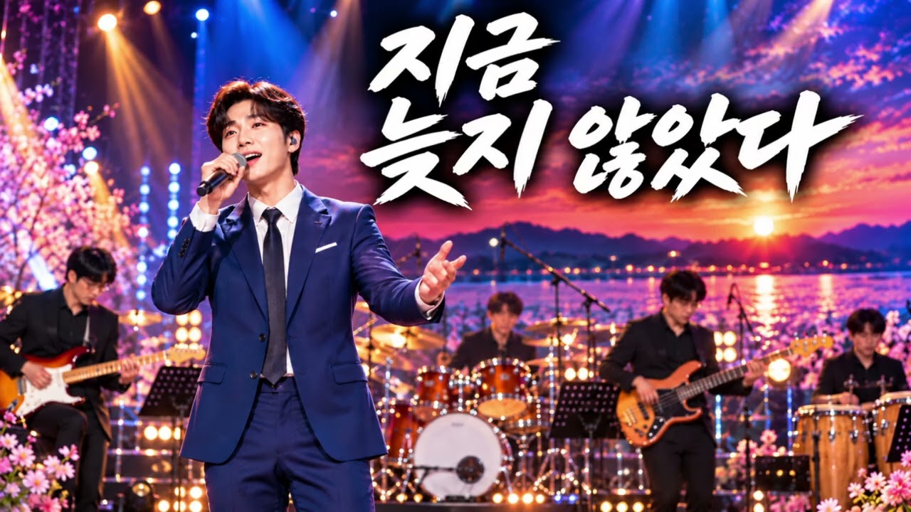 🎵 지금 늦지 않았다/장르: 락 트로트/보컬: 남성보컬 /스타일: 감성 AI 음악