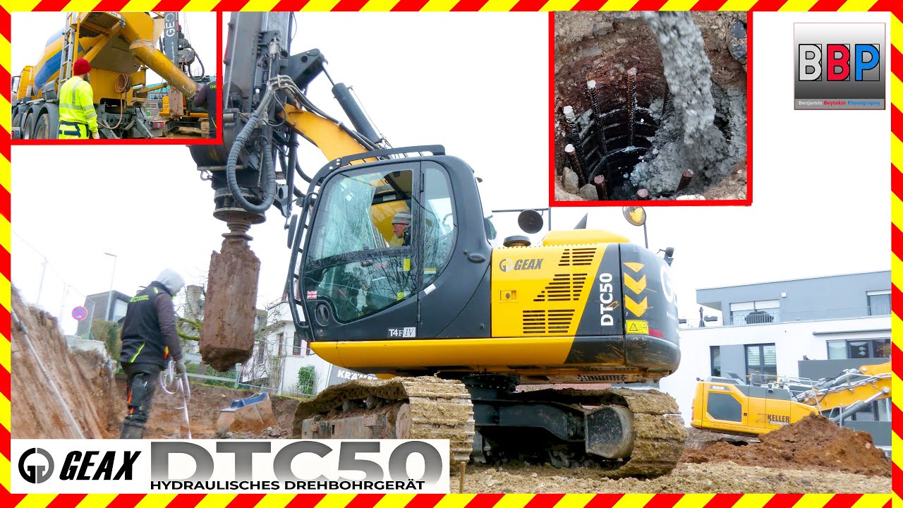 Kompaktes Bohrpfahlgerät GEAX DTC50 im Einsatz, Schorndorf 2025.  