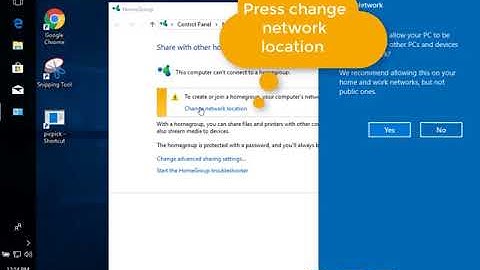 Change a Network Location using HomeGroup (Windwos 10).