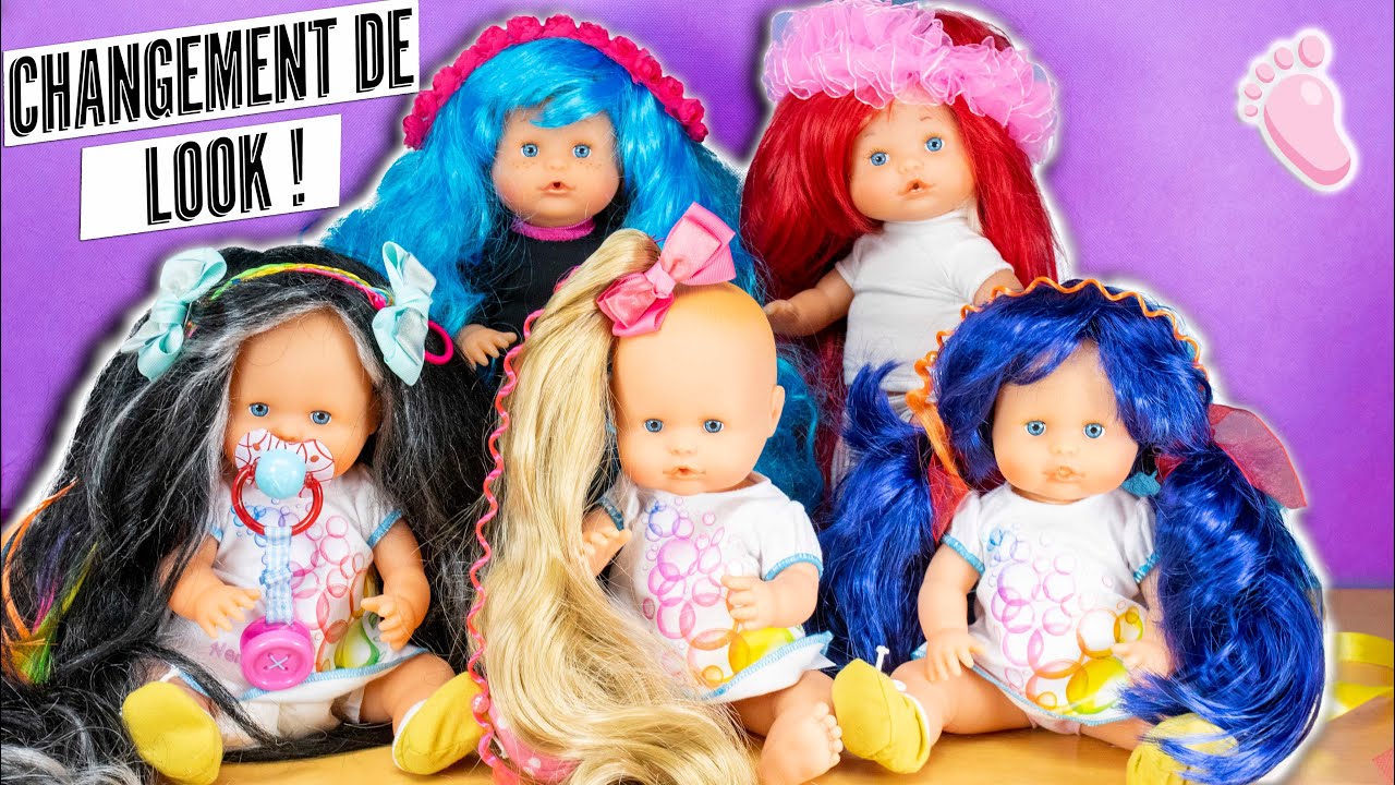 💖 NOA & NOÉ: 1000 changements de look avec ses amies bébés 🌈 Cheveux colorés et accessories !