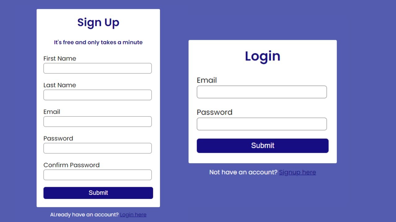 How to create Sign up & Login form with HTML and CSS - YouTube