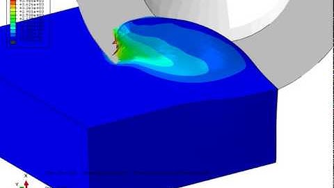 Abaqus CAE explicit shell end milling of 20NiCrMo5 PEEQ 1 close up example 2