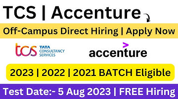 TCS Off-Campus | Free Hiring | 2021 | 2022 | 2023 BATCH | Test Date:- 5 August | No Fees