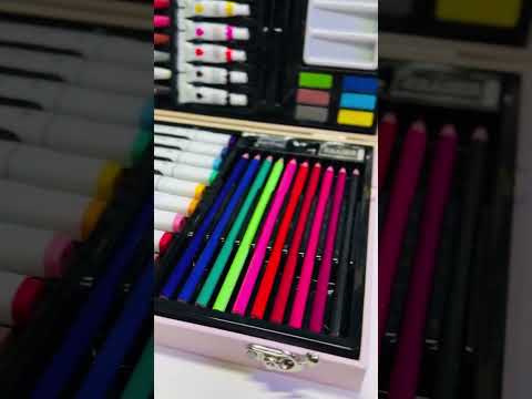 Дитячий художній набір для малювання 53 предмети, розвиваючий набір для дитини, ігровий набір для юних художників, видео 1