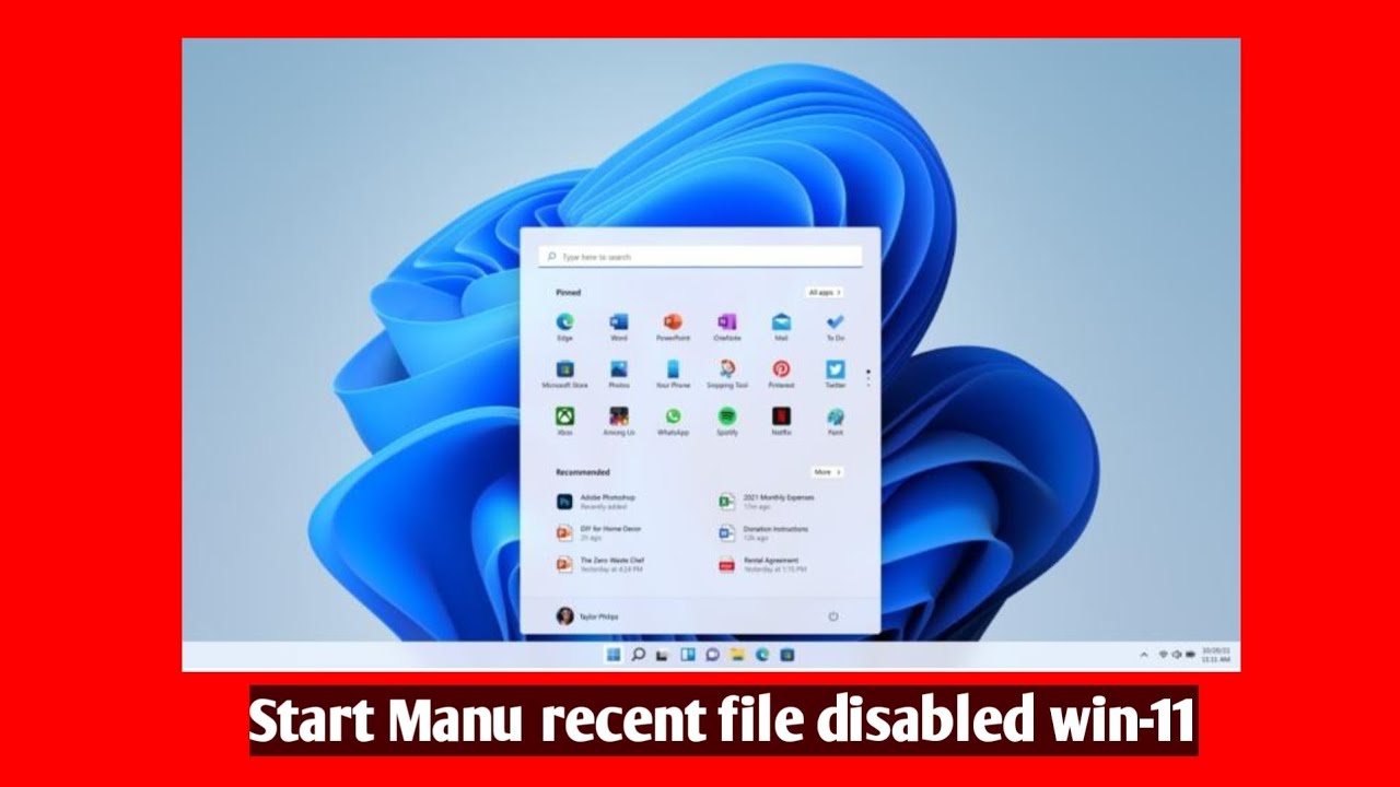 how to disable recent file start menu Windows 11 - YouTube