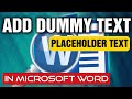 Add Dummy Text In Microsoft Word - Updated 2021