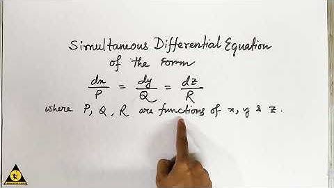 SIMULTANEOUS DIFFERENTIAL EQUATION of type dx/P=dy/Q=dz/R || 2ND CLASS || DIFFERENTIAL EQUATION