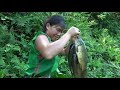 Primitive Skills Fishing Catch A Lot Of Fish At River - Lucky Girl Meet Fish and Cooking fish