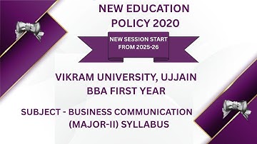 Vikram University Ujjain BBA 1st Year Sub - Business Communication (Major - II) Syllabus #Viralvideo