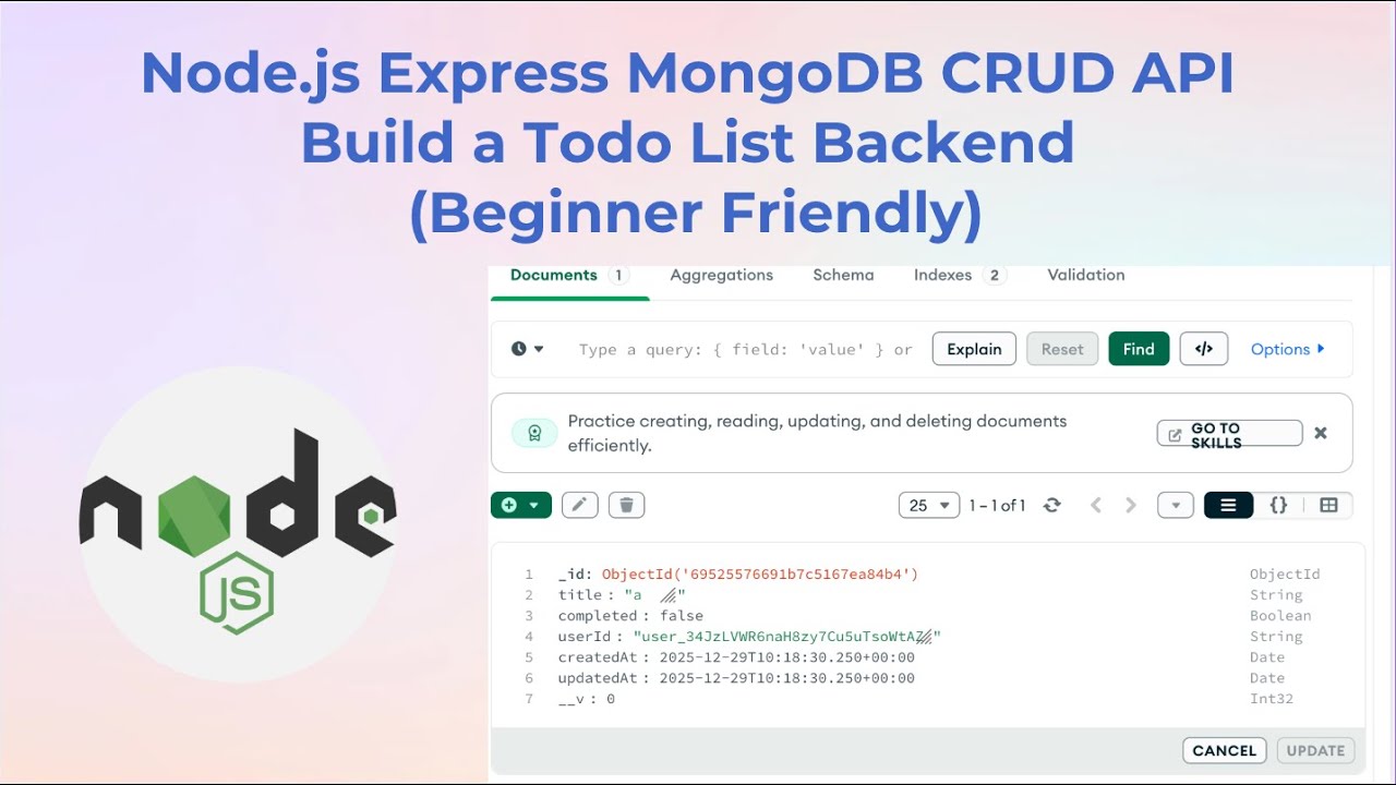 Node.js Express MongoDB CRUD API | Build a Todo List Backend (Beginner Friendly)