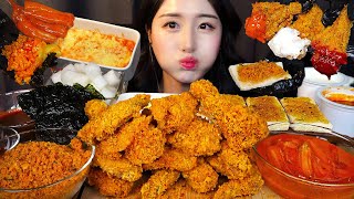 КОРЕЙСКАЯ ЖАРЕНАЯ КУРИЦА АСМР 🍗 КОРЕЙСКИЕ ОСТРЫЕ ТОКПОККИ МУКБАНГㅣFried Chicken Tteokbokki