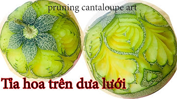 Tỉa dưa lưới nghệ thuật, cách tỉa hoa văn trên dưa lưới / pruning cantaloupe art / Mai huyen carving