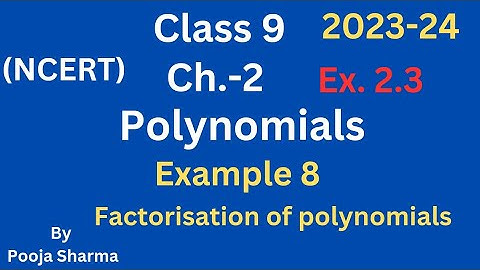 Class 9 Maths || Ch.2 || Polynomials || Ex.2.3 || Example 8 || 2023-24 || NCERT/CBSE / HBSE