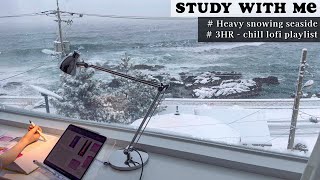 🌊3HR STUDY WITH ME lofi ver. from snowing seaside⛄️lofi playlist