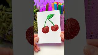 Cherry with Glitter Art Technique 🍒 #shorts #glitter #cherry #fruit #color