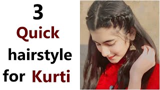 3 Quick hairstyle - Different hairstyle | hairstyle for kurti | hairstyle 2024