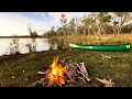 Stealth camp  canoe fishing  camping adventure on australian lake 4k