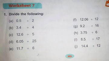 Dav Class 5 Math Unit 7 Worksheet 7   | Multiplication & Division Of Decimals || @madhubanclasses
