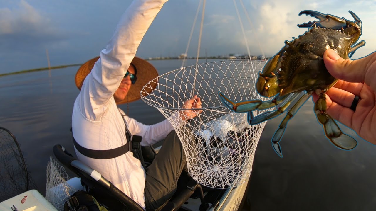 Catching Blue Crabs from a kayak in Point Aux Chenes Louisiana YouTube