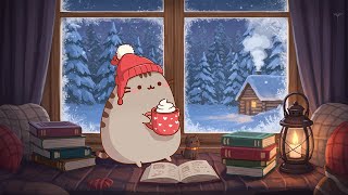 Pusheen Winter Lofi ❄️☕ Cozy Window Reading Beats for Focus, Sleep & Snow