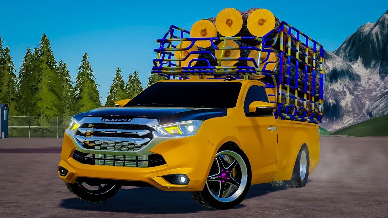 กระบะคอกซิ่งกับภารกิจขนไม้บนเขาสุดฮา!! - Farming simulator 19