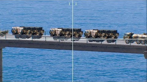 A Russian army ammunition convoy ended tragically on a bridge.