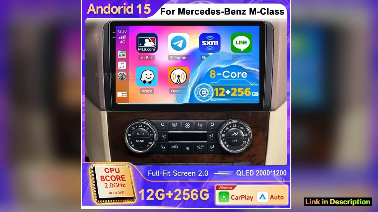 Android 15 Carplay 2 Din Stereo Car Radio For MercedesBenz MClass W164 GLClass X164 ML GL ML350 ML5